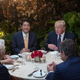 President Donald Trump (second from right) and Japanese Prime Minister Shinzō Abe (second from left) with others, including Abe’s wife, Akie Abe (right), and first lady Melania Trump (left) dine at Trump’s Mar-a-Lago resort Feb. 10, 2017. (Nicholas Kamm/AFP/Getty Images)